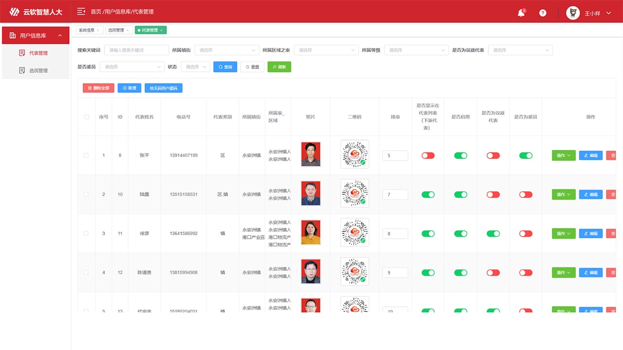 代表履职管理系统-代表信息一人一档